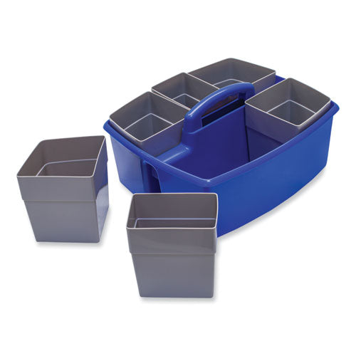 Image of Storex 00985U02C Large Caddy with Sorting Cups, Blue, 2/Carton