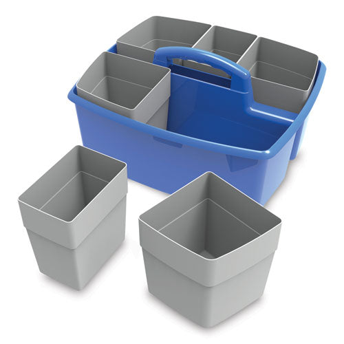 Image of Storex 00985U02C Large Caddy with Sorting Cups, Blue, 2/Carton