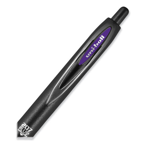 Image of uniball® 70491 207 Plus+ Gel Pen, Retractable, Medium 0.7 mm, Assorted Inspirational Ink Colors, Black Barrel, 6/Pack