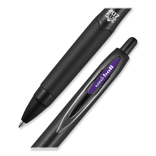 Image of uniball® 70491 207 Plus+ Gel Pen, Retractable, Medium 0.7 mm, Assorted Inspirational Ink Colors, Black Barrel, 6/Pack