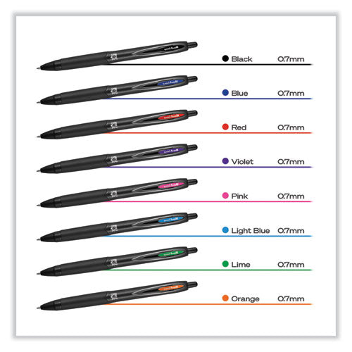 Image of uniball® 70491 207 Plus+ Gel Pen, Retractable, Medium 0.7 mm, Assorted Inspirational Ink Colors, Black Barrel, 6/Pack