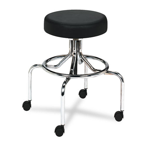 Image of Safco® 3433BL Screw Lift Stool with High Base, Supports Up to 250 lb, 33" Seat Height, Black Seat, Chrome Base