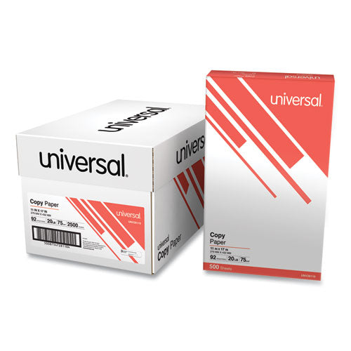 Image of Universal® UNV28110 Copy Paper, 92 Bright, 20 lb Bond Weight, 11 x 17, White, 500 Sheets/Ream, 5 Reams/Carton