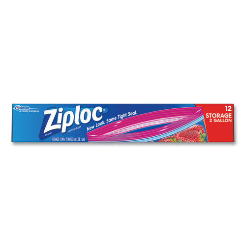 Image of Ziploc® 664531 Double Zipper Storage Bags, 2 Gallon, 13" x 15", Clear, 12/Box