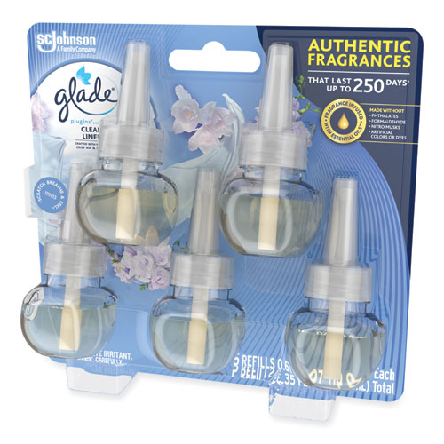 Image of Glade® 375682 Plugins Scented Oil Refill, Clean Linen, 0.67 oz, 5/Pack