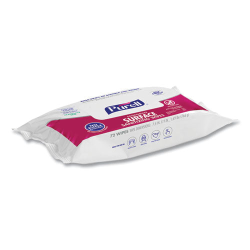 Image of PURELL® 9371-12 Foodservice Surface Sanitizing Wipes, 1-Ply, 7.4 X 9, Fragrance-Free, White, 72/pouch, 12 Pouches/carton