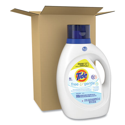 Image of Tide® 80355232 Free and Gentle Liquid Laundry Detergent, HE Compatible, Unscented, 92 oz Bottle