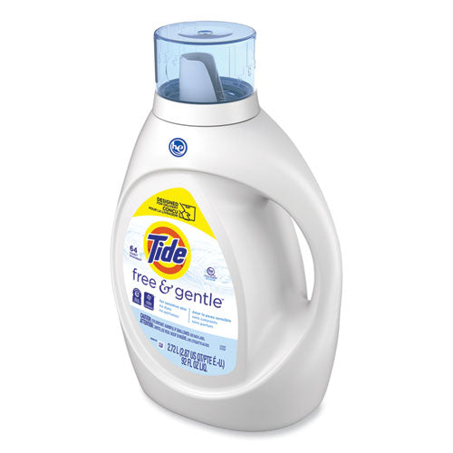 Image of Tide® 80355232 Free and Gentle Liquid Laundry Detergent, HE Compatible, Unscented, 92 oz Bottle