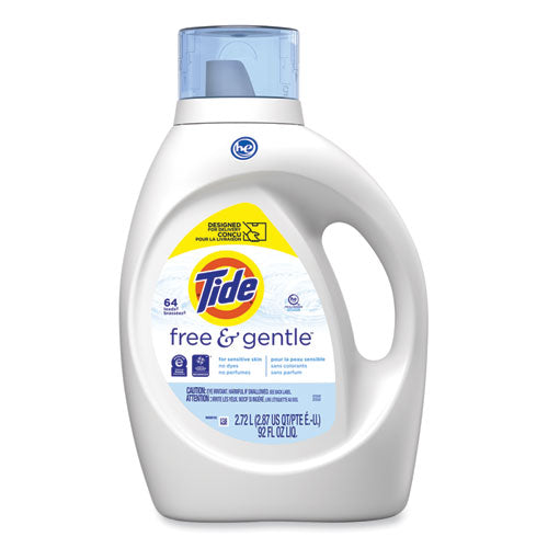 Image of Tide® 80355232 Free and Gentle Liquid Laundry Detergent, HE Compatible, Unscented, 92 oz Bottle