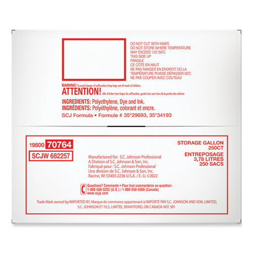 Image of Ziploc® 364948 Double Zipper Storage Bags, Triple System Seal, Gallon, 10.56" x 10.75", Clear, 250/Box