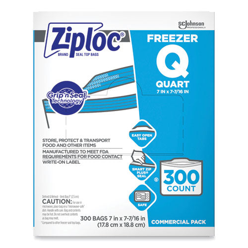 Image of Ziploc® 364957 Zipper Freezer Bags, 32 oz, 7" x 7.75", Clear, 300/Carton