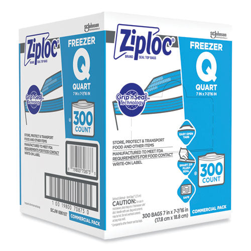 Image of Ziploc® 364957 Zipper Freezer Bags, 32 oz, 7" x 7.75", Clear, 300/Carton