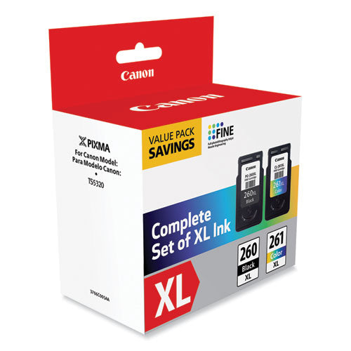 Image of Canon® 3706C005 3706C005 (CL-261XL/PG-260XL) High-Yield Ink, Black/Color
