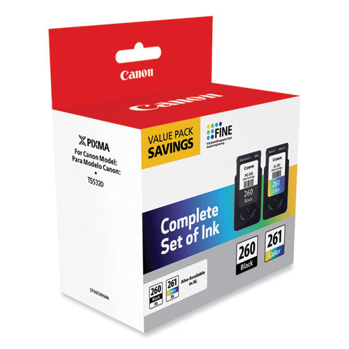 Image of CanonÂ® 3725C006 (CL-261/PG-260) Ink, Black/Color