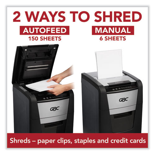 Image of GBC® WSM1757604 AutoFeed+ 150X Micro-Cut Home Office Shredder, 150 Auto/8 Manual Sheet Capacity