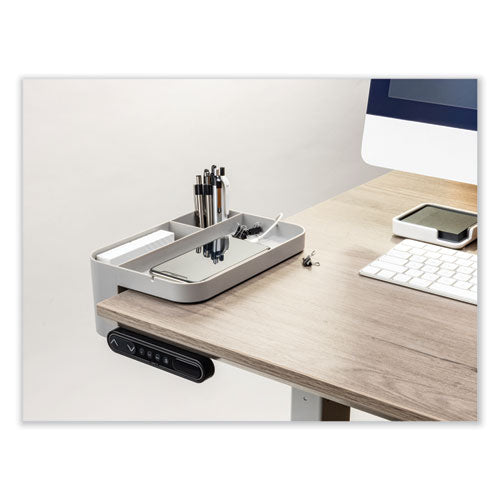 Image of deflecto® 400002 Standing Desk Large Desk Organizer, Two Sections, 9 x 6.17 x 3.5, Gray
