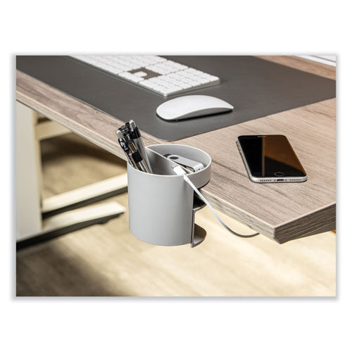 Image of deflecto® 400001 Standing Desk Small Desk Organizer, Two Sections, 3.85 x 3.85 x 3.54, Gray