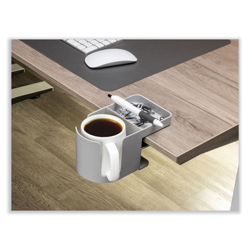 Image of deflecto® 400000 Standing Desk Cup Holder Organizer, Two Sections, 3.94 x 7.04 x 3.54, Gray