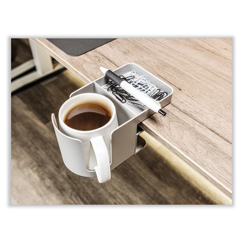 Image of deflecto® 400000 Standing Desk Cup Holder Organizer, Two Sections, 3.94 x 7.04 x 3.54, Gray