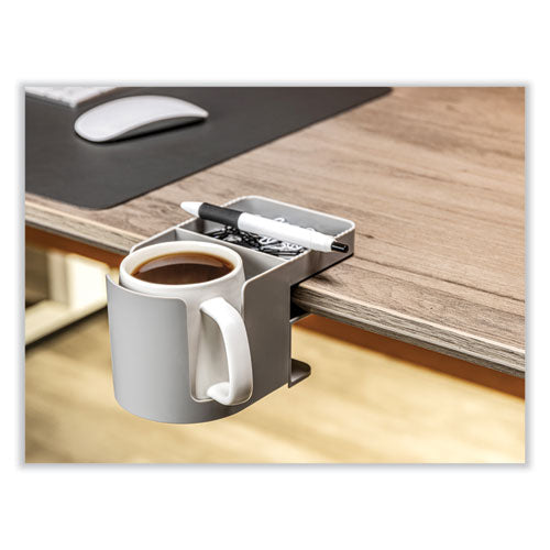 Image of deflecto® 400000 Standing Desk Cup Holder Organizer, Two Sections, 3.94 x 7.04 x 3.54, Gray