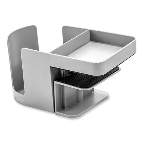 Image of deflecto® 400000 Standing Desk Cup Holder Organizer, Two Sections, 3.94 x 7.04 x 3.54, Gray