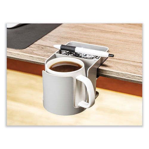 Image of deflecto® 400000 Standing Desk Cup Holder Organizer, Two Sections, 3.94 x 7.04 x 3.54, Gray