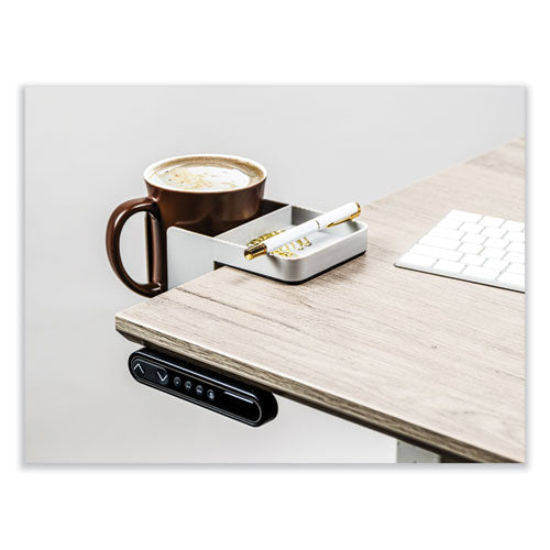 Image of deflecto® 400000 Standing Desk Cup Holder Organizer, Two Sections, 3.94 x 7.04 x 3.54, Gray