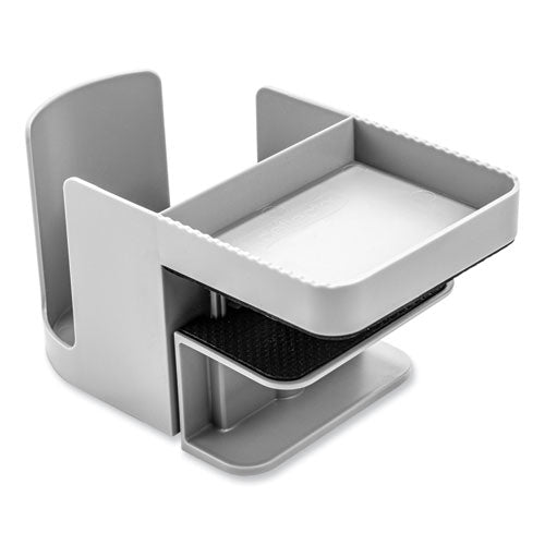 Image of deflecto® 400000 Standing Desk Cup Holder Organizer, Two Sections, 3.94 x 7.04 x 3.54, Gray