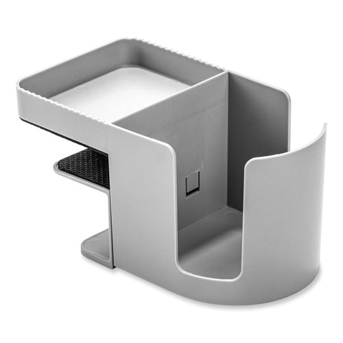 Image of deflecto® 400000 Standing Desk Cup Holder Organizer, Two Sections, 3.94 x 7.04 x 3.54, Gray