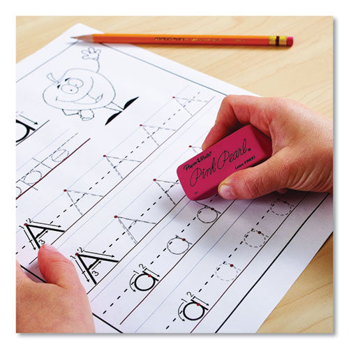 Image of Paper Mate® 70501 Pink Pearl Eraser, For Pencil Marks, Rectangular Block, Large, Pink, 3/pack