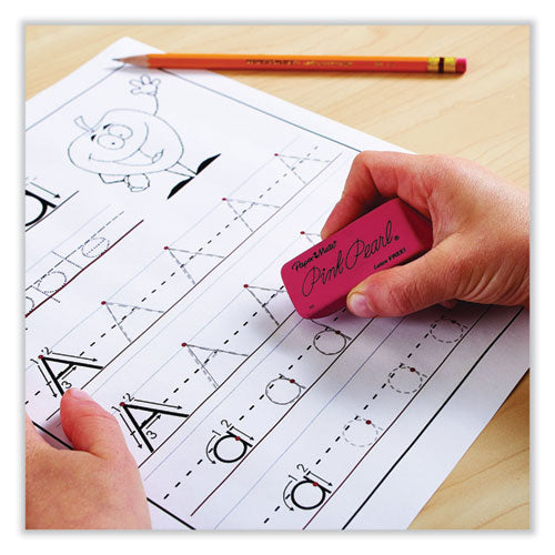 Image of Paper Mate® 70521 Pink Pearl Eraser, For Pencil Marks, Rectangular Block, Large, Pink, 12/box