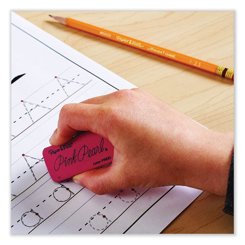 Image of Paper Mate® 70521 Pink Pearl Eraser, For Pencil Marks, Rectangular Block, Large, Pink, 12/box