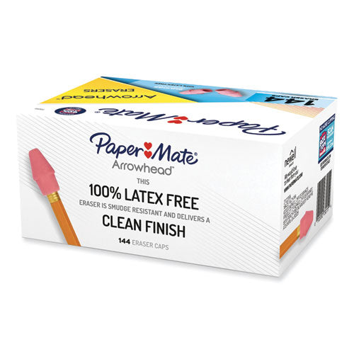 Image of Paper Mate® 73015 Arrowhead Eraser Caps, For Pencil Marks, Pink, 144/box