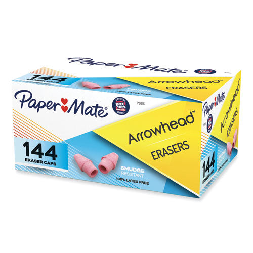 Image of Paper Mate® 73015 Arrowhead Eraser Caps, For Pencil Marks, Pink, 144/box