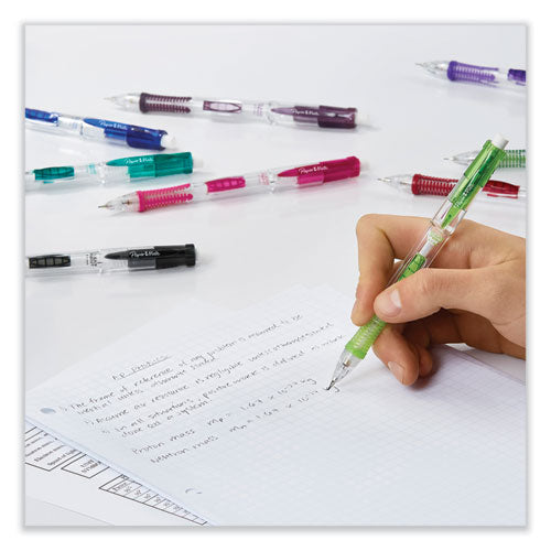 Image of Paper Mate® 1759214 Clear Point Mechanical Pencils with Tube of Lead/Erasers, 0.9 mm, HB (#2), Black Lead, Assorted Barrel Colors, 2/Pack