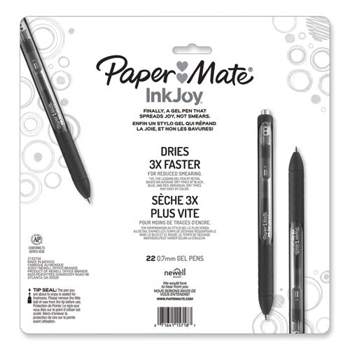 Image of Paper Mate® 2062225 Inkjoy Gel Pen, Retractable, Medium 0.7 Mm, Assorted Ink And Barrel Colors, 22/pack