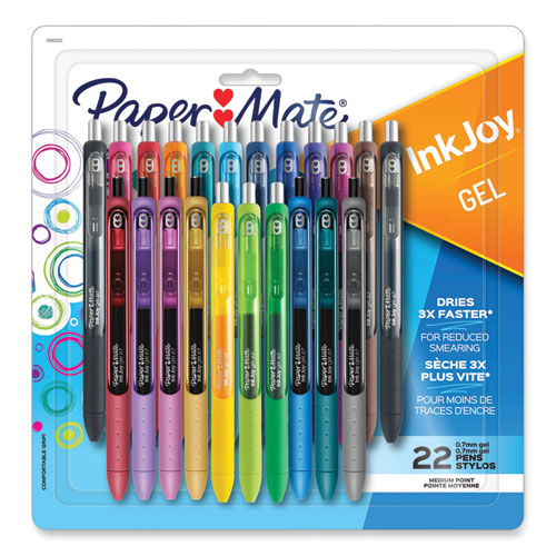 Image of Paper Mate® 2062225 Inkjoy Gel Pen, Retractable, Medium 0.7 Mm, Assorted Ink And Barrel Colors, 22/pack