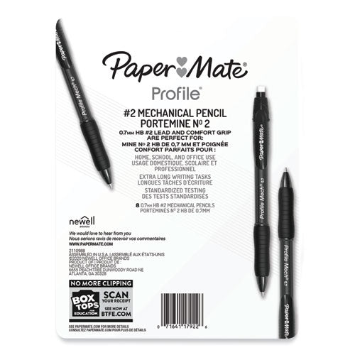 Image of Paper Mate® 2105705 Profile Mechanical Pencils, 0.7 Mm, Hb (#2), Black Lead, Assorted Barrel Colors, 8/pack
