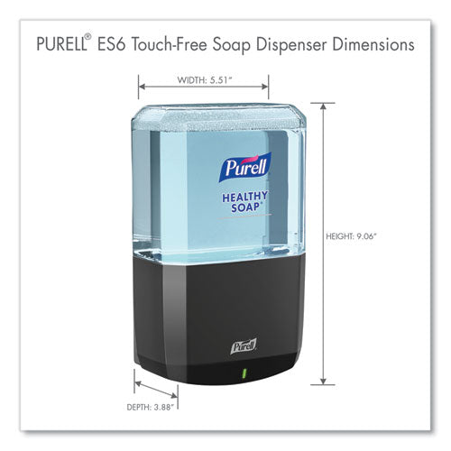 Image of PURELL® 6434-01 Es6 Soap Touch-Free Dispenser, 1,200 Ml, 5.25 X 8.8 X 12.13, Graphite