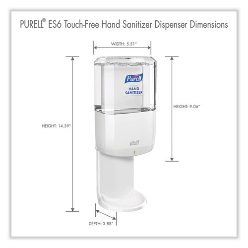 Image of PURELL® 6420-01 Es6 Touch Free Hand Sanitizer Dispenser, 1,200 Ml, 5.25 X 8.56 X 12.13, White