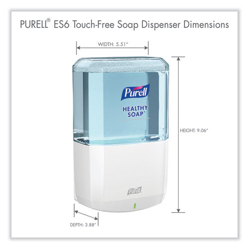 Image of PURELL® 6430-01 Es6 Soap Touch-Free Dispenser, 1,200 Ml, 5.25 X 8.8 X 12.13, White