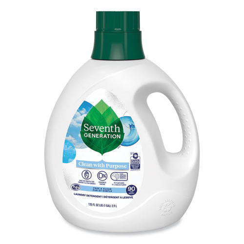 Image of Seventh Generation® 10732913450654 Natural Liquid Laundry Detergent, Fragrance Free, 135 oz Bottle, 4/Carton