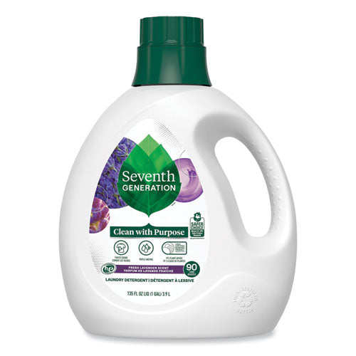 Image of Seventh Generation® 10732913450647 Natural Liquid Laundry Detergent, Fresh Lavender, 135 oz Bottle, 4/Carton