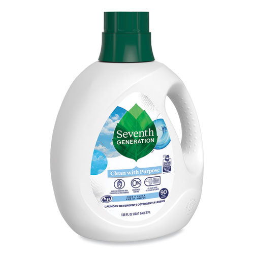 Image of Seventh Generation® 10732913450654 Natural Liquid Laundry Detergent, Fragrance Free, 135 oz Bottle, 4/Carton