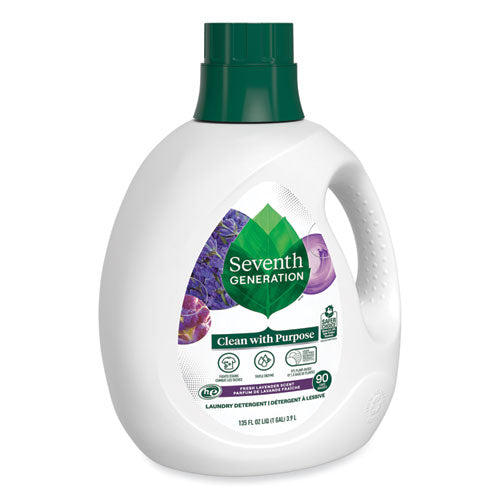 Image of Seventh Generation® 10732913450647 Natural Liquid Laundry Detergent, Fresh Lavender, 135 oz Bottle, 4/Carton