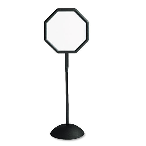 Image of Safco® 4118BL WriteWay Two-Sided Dry Erase Standing Message Sign, White 18" x 18" Octagon Surface, Black Frame, 18" x 18" x 65"