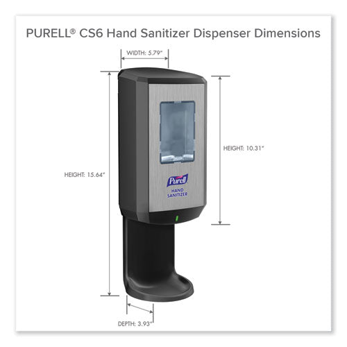 Image of PURELL® 6524-01 Cs6 Hand Sanitizer Dispenser, 1,200 Ml, 5.79 X 3.93 X 15.64, Graphite