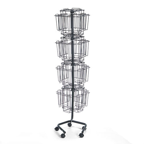 Image of Safco® 4128CH Wire Rotary Display Racks, 32 Compartments, 15w X 15d X 60h, Charcoal