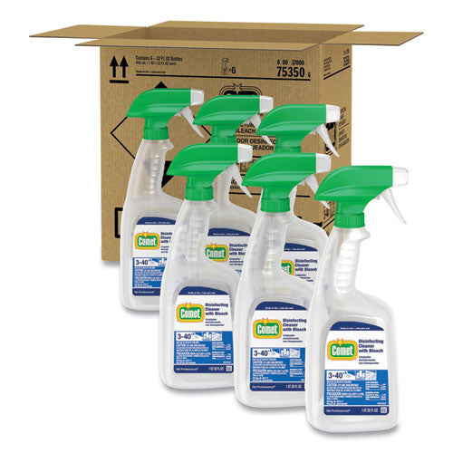 Image of Comet® 75350 Disinfecting Cleaner With Bleach, 32 Oz, Plastic Spray Bottle, Fresh Scent, 6/carton