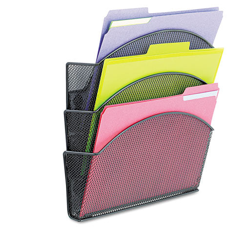 Image of Safco® 4175BL Onyx Magnetic Mesh Panel Accessories, 3 File Pocket, 13 x 4.25 x 13.5. Black